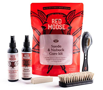 RED MOOSE Shoe & Sneaker Cleaner Kit – Leather, Suede, Nubuck, Canvas & White Shoes with Brush, Foam & Cloth, Made in USA - color: 5 Pcs Suede & Nubuck Kit