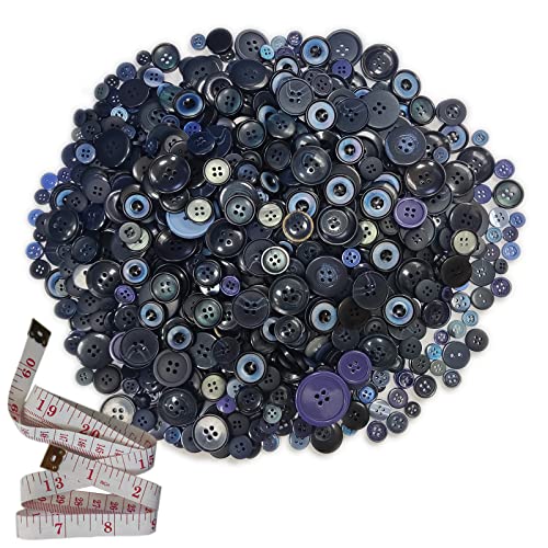 550-700 Craft Buttons Assorted Sizes Resin Buttons Sewing Decorations DIY Handicrafts Handmade Button Painting Kit Includes 60-inch Soft Ruler - color: Royal blue