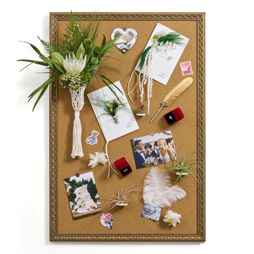 Vintage Bulletin Board 18x24,Decorative Pin Board with Gold Ornate Frame | Diy Art Craft,Memo Display,Postcard Organizer,Seasonal Wall Accent,Reminder Center, Photo Collage, Creative Workspace Decor - size: 18" x 24"