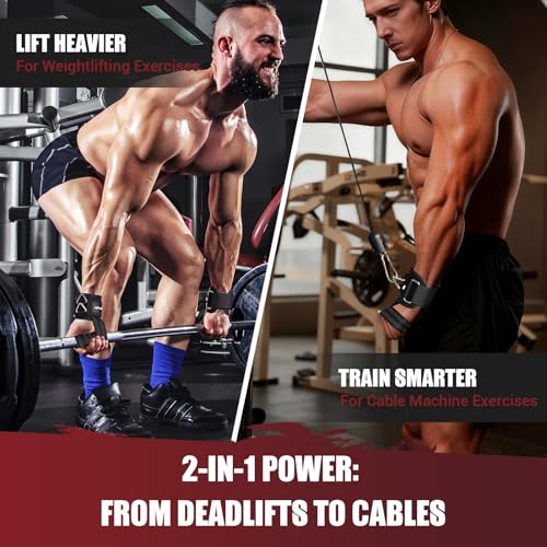 Weight Lifting Straps with Rings, 2 in 1 Wrist Straps for Weightlifting and Cable Machine with Double Triangle Rings and Non-slip Latex Thread, Lifting Cuffs for Home Gym Workout