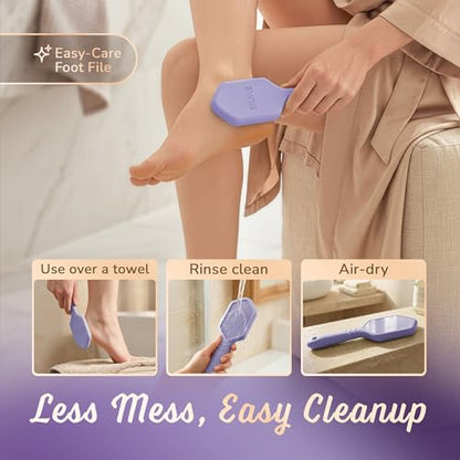 SILKLE Nano Glass Foot File - Foot Callus Remover for Feet & Foot Scrubber | Silicone Grip for Non-Slip Control - Foot Scrubber for Dead Skin, Heel Scraper for Cracked Heels & Foot Exfoliator - Purple - style: Purple