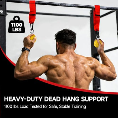 FitBeast Pull Up Ball Grips & Finger Straps Set – Grip Balls for Dead Hangs, Pull Ups, Climbing & Home Gym Training - color: Red