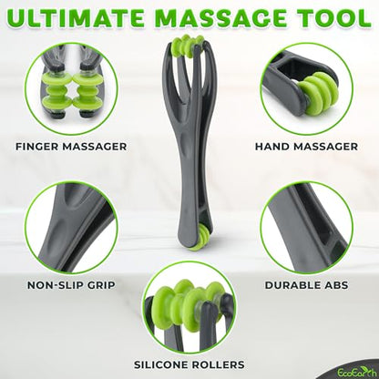 EcoEarth Finger & Hand Massager for Deep Tissue Comfort - Acupressure Massage Rollers for Arthritis, Carpal Tunnel, Stress & Pain Relief - Dual Sided Massage Therapy for Hands, Palm & Wrist