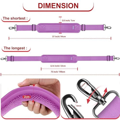 ZINZ 75" Shoulder Strap with Fixed Pad and Dual Balanced Buckles，Purple - color: Purple
