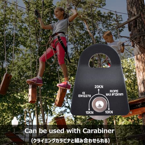 Azarxis 20 kN Micro Side Swing Pulley Prusik Minding Pulleys for 0.47" / 12mm Rope/Cable Rock Climbing Tree Arborist Zipline Lifting Hauling Dragging Rescue Aerrial Work Hitch Tending - color: #01 Black