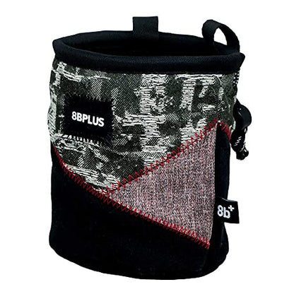 8BPLUS PROBAG - Chalk Bag for Climbing & Bouldering - Belt, Carabiner and Giftbox Included - Wide Opening - Brush Holders for Left & Right Handers - style: BROKEN ROCK