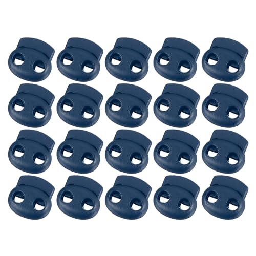 uxcell Plastic Spring Cord Locks, 20Pcs Shoe Lace Tie Lock, Double-Hole Slider Toggles Clip End Stopper Fastener for Drawstrings Paracord (Navy) - color: Navy