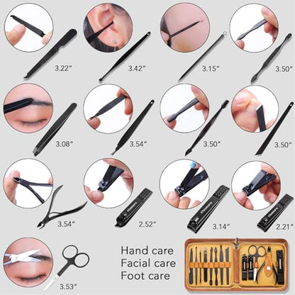 FAMILIFE Manicure Set, Professional Manicure Kit Nail Clipper Set Stainless Steel Pedicure Tools Kit with Leather Travel Case for Women Girl Men (Brown) - color: Brown