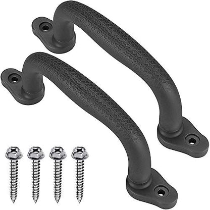 SELEWARE Black Playground Safety Handles 2Pcs Kids Playground Grab Handles | Non-Slip Durable Plastic Handle Indoor Outdoor Playset Handle for Playhouse, Treehouse, Climbing Frame, Jungle Gym, Swing Set - color: Black (2 Pack)