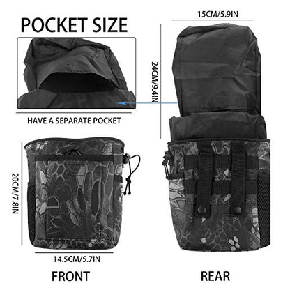 Drawstring Highend Rock Climbing Chalk Bag with a Carabiner Different Pockets for Climbing Bouldering, Gymnastics, Gym Pouch, Cross Fit and Lifting - color: black camouflage