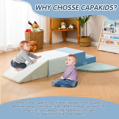 CAPAKIDS Large 4 Pcs Climbing Toys for Toddlers 1-3, Classic | Indoor Use, Odorless & Skin-friendly, Foam Climbing Blocks, Velcro to Keep Together - color: Classic