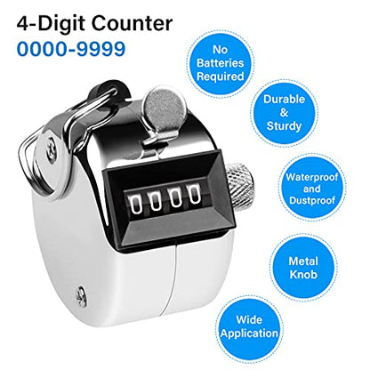 Tally Counter, 4-Digit Clicker Counter, Metal Hand Tally Counters Clicker Pitch Counter for Counting, Knitting, Coaching, Golf, Lap, Fishing - color: A-3 PCS