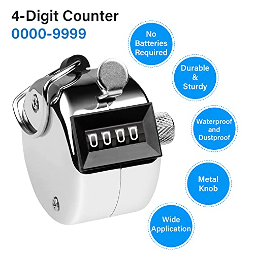 Tally Counter, 4-Digit Clicker Counter, Metal Hand Tally Counters Clicker Pitch Counter for Counting, Knitting, Coaching, Golf, Lap, Fishing - color: A-1Piece