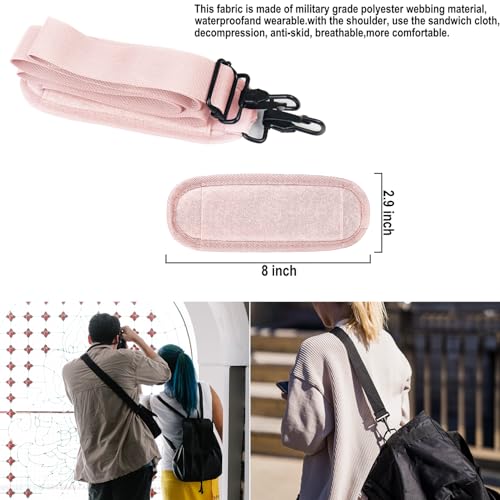 Shoulder Strap 56 inch, Universal Adjustable Thick Soft Duffel Bag Shoulder Strap Replacement Comfortable Belt with Metal Swivel Hooks for Laptop Messenger Bag, Briefcase, Shoulder Bag, Pink - color: Pink
