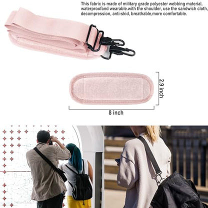 Shoulder Strap 56 inch, Universal Adjustable Thick Soft Duffel Bag Shoulder Strap Replacement Comfortable Belt with Metal Swivel Hooks for Laptop Messenger Bag, Briefcase, Shoulder Bag, Pink - color: Pink