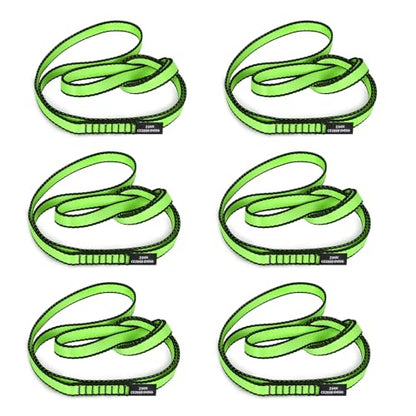 18MM Nylon Climbing Sling Runner 23KN CE2008/EN566 Strong Webbing Straps for Rock Climbing,Mountaineering, Rappelling, Swing, Yoga Hammock etc - color: Green, size: 90cm/ 35inch |Pack of 6