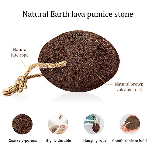Pumice Stone for Feet Set - Natural Lava Foot Stone Callus Removing Set - Foot Care Kit for Dry Cracked Feet Body Hands - Health Foot Care - color: Brown