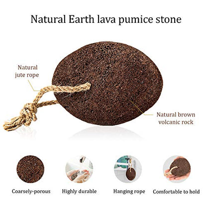 Pumice Stone for Feet Set - Natural Lava Foot Stone Callus Removing Set - Foot Care Kit for Dry Cracked Feet Body Hands - Health Foot Care - color: Brown