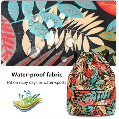 Waterproof Drawstring Bag, Gym Bag Sackpack Sports Beach Backpack for Men Women - color: 03-red Leaf