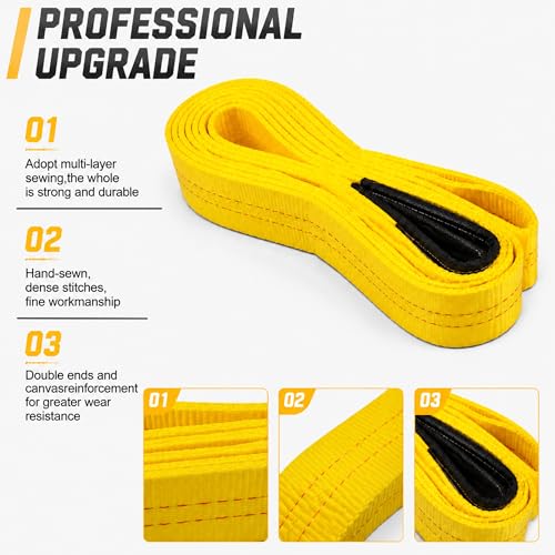 4-Pack 2" x6.5ft Lift Sling Web Straps Heavy Duty Polyester | 13,000lbs capacity. Feature abrasion resistant wear guard ends. Ideal for lifting furniture, appliances & heavy loads. - style: 4pk 2in x 6.5 ft