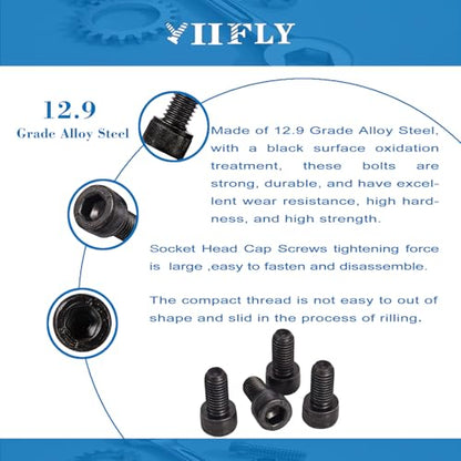 M6-1.0 Socket Head Cap Screws - 8/10/12/16/20mm Length Kit, 12.9 Grade Alloy Steel, Allen Drive, Black Oxide Finish, Full Thread, 50-Piece Set - size: 12.9-Socket-M6-8-20mm