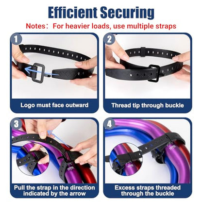 PSLER 2 Pack 22 Inch Industrial TPU Tie Down Straps with Aluminum Buckle | Elastic TPU material, reusable ladder strap for ski, luggage & equipment securing, 50LBS capacity, stable for outdoor use