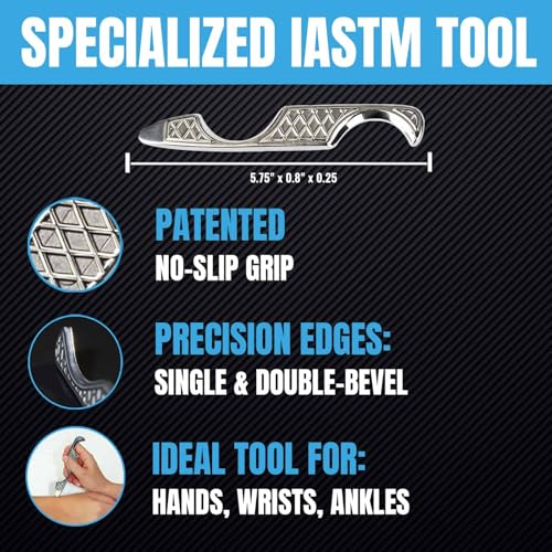 HawkGrips, HG4 Small Multi-Curve Massage Therapy Tool, IASTM with Massage Fragrance-Free Emollient Cream 8oz, Stainless Steel for Soft Tissue, Fingers, Hands, Toes and Feet