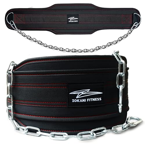 Hold weights up to 800lbs Zokani Dip Belt with Chain for Heavy Weightlifting Exercises ,Squats, deadlifts, pull Up Weight Belt, Dipping Belt, Men and Women Training Strength Dip Weightlifting Belt (Black)