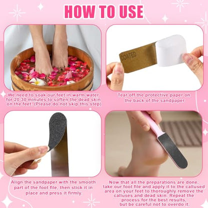 Mudder 2 Pack Stainless Steel Foot File with 20 Replaceable Double Sided Coarse & Fine Pads, Callus Remover for Dry Rough Skin and Cracked Heels, Reusable Pedicure Rasp(Pink) - color: Pink