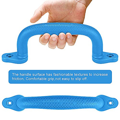 SELEWARE Blue Playground Safety Handles 2Pcs Kids Playground Grab Handles | Non-Slip Durable Plastic Handle Indoor Outdoor Playset Handle for Playhouse, Treehouse, Climbing Frame, Jungle Gym, Swing Set - color: Blue (2 Pack)