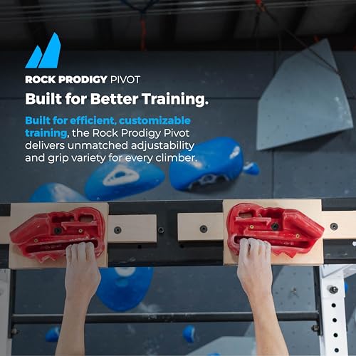 TRANGO Rock Prodigy Hangboard - Finger Training Board for Rock Climbing, Build Finger Strength, Home Training Board, Natural - Beech Wood, Pivot, Forge, Training Center - style: Pivot (Red)
