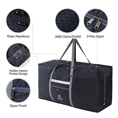 REDCAMP 31" Foldable Extra Large Duffle Bag, 100L Lightweight Travel Duffel Bag with Adjustable Strap for Men Women, Black - color: B-Black, size: 100L/31"(L)X11.9"(W)X16.5"(H)