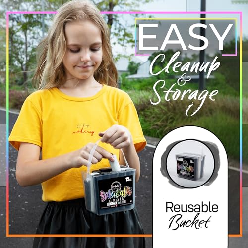 Loddie Doddie Jumbo Chalk Bucket, Sidewalk Chalk, Washable, B&W, 15 Pack | Sidewalk Chalk Bulk, Easy Grip Tapered Sticks, Washable for Easy Cleanup, Sidewalk Chalk for Kids, Outdoor Kids Activities - color: 10 Black. 5 White