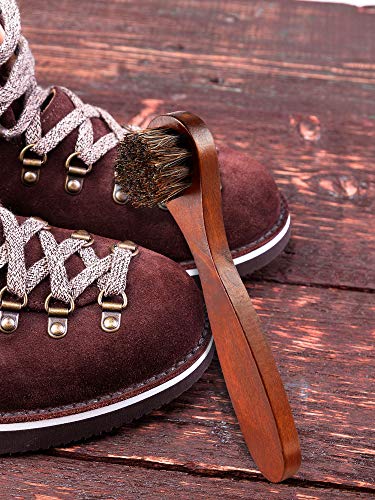 Jovitec 3 Pieces Horsehair Polish Applicator Brush Kit Saddle Soap Shoe Shine Brush Leather Boot Clean Dauber Applicators - color: Brown