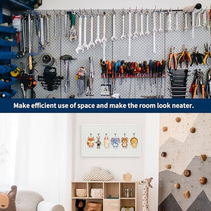 120 Pcs 8 Inch Pegboard Hooks, Black, Metal | Heavy Duty, 1/8" and 1/4" Peg Hook, For 1" Spaced Pegboards, Peg Wall Hooks for Hanging