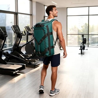 MIER Men's 60L Gym Duffle Bag Large Weekender Travel Duffel Backpack, Dark Teal - color: Dark Teal