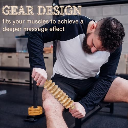 Liitrton Manual Wooden Massage Roller Stick for Legs, Smooth Body Roller | Straight-9-Wheel Massager, Wood Therapy Massage Tools for Trigger Points Relief, Sore Muscle Recovery - color: Straight-9-wheel