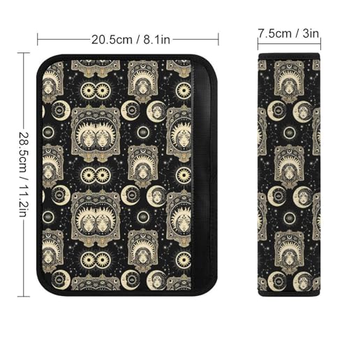 2PCS Celestial Face Gothic Mystical Cosmic Sun Moon Seat Belt Cover Soft Padded Neck Strap Covers for Kids, All Vehicles, Comfortable Driving - color: Pattern 245