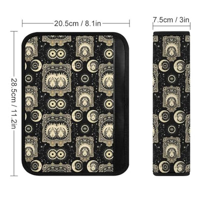 2PCS Celestial Face Gothic Mystical Cosmic Sun Moon Seat Belt Cover Soft Padded Neck Strap Covers for Kids, All Vehicles, Comfortable Driving - color: Pattern 245
