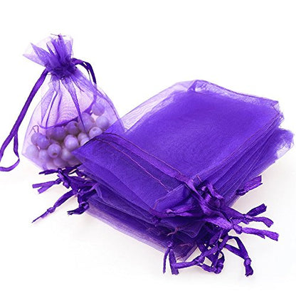 Boshen 100/200PCS Organza Gift Candy Sheer Bags Mesh Jewelry Pouches Drawstring Bulk for Wedding Party Favors Christmas (3" X 4"(100PCS), Purple) - color: Purple-3" X 4"(100PCS)