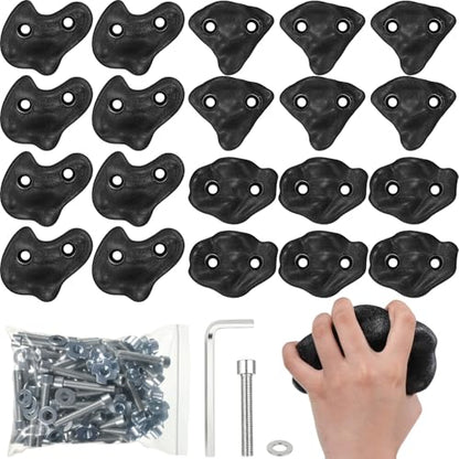 Soulchen 20 Pcs Rock Climbing Holds for Climber 3 Shapes Extra Large Rock Climbing Stones Wall Grips with Wrench, Screw for Indoor and Outdoor Playground Backyard Park Play Set Back to School Gift