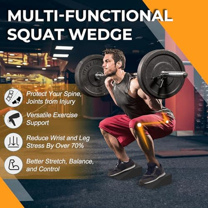 2 Pack Squat Wedge, Supportive Foot Wrist Exercise Wedge for Squat, Yoga, Pushup, Balance, Stretch, Strength, Pilates, Plank, Physical Therapy - EVA Riser Block for Men & Women - color: Black