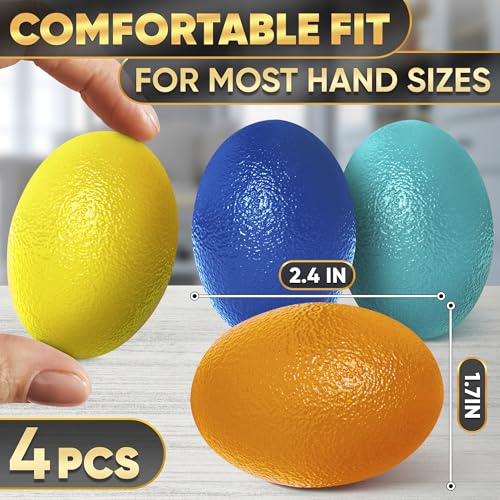 4 Pcs Hand Exercise Balls for Arthritis with 4 Resistance Levels | Soft Squeeze Balls for Hand Therapy, Thermoplastic Rubber Material, Multicolor Set, for Grip Strength and Finger Exercise