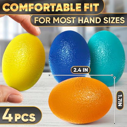 4 Pcs Hand Exercise Balls for Arthritis with 4 Resistance Levels | Soft Squeeze Balls for Hand Therapy, Thermoplastic Rubber Material, Multicolor Set, for Grip Strength and Finger Exercise