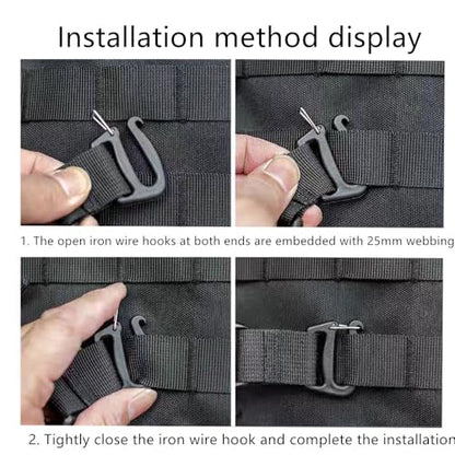 4 Pack Tactical Molle Backpack Straps Attachment Straps can be Used to tie Down tripods, Luggage, Sleeping Pads, Sleeping Bags,and to Secure Tactical Backpacks and Other Gear,Black