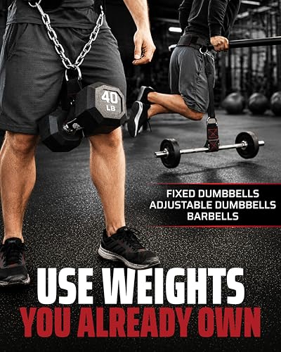 THEFITGUY Ultimate Dip Belt & Dumbbell Straps Bundle – For Loading Plates, Dumbbells & Barbells | Secure Fit, Horizontal Weight, Built for Heavy Dips & Squats