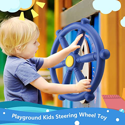 Playground Steering Wheel Plastic Pirate Ship Wheel Playground Swingset Steering Wheel Playset Accessories for Kids Outdoor Backyard Playhouse Treehouse (1, Blue) - color: Blue