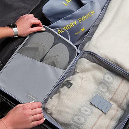 emissary Travel Shoe Bag, Holds 3 Pairs of Shoes, Waterproof - Grey | Holds 3 pairs, waterproof rip-stop, breathable mesh + zip pocket; travel shoe bag for gym, golf & weekends - color: Gray-2, size: Small
