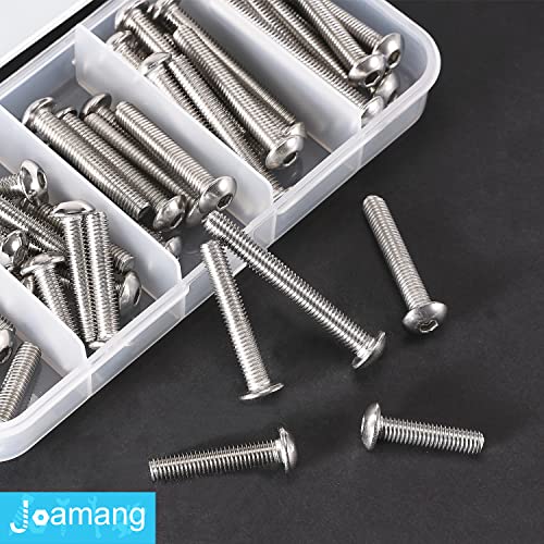 M5 x 20mm 25mm 30mm 35mm 40mm Button Head Socket Cap Screws Bolts, Stainless Steel 304, Metric Allen Hex Drive, Bright Finish, Fully Threaded, Assortment Kit 50PCS - size: Button M5x20-40 mm