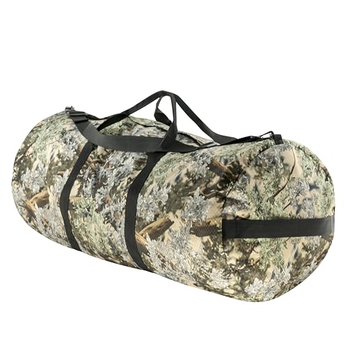 175L Extreme Camo Duffle Bag, Heavy Duty Weatherproof Ripstop Travel Bag | Folds flat for storage. #10 double-slider zipper with splash cover. Wraparound handles rated for heavy loads. - color: Desert Shadow, size: 18” x 42" (175 Liters)